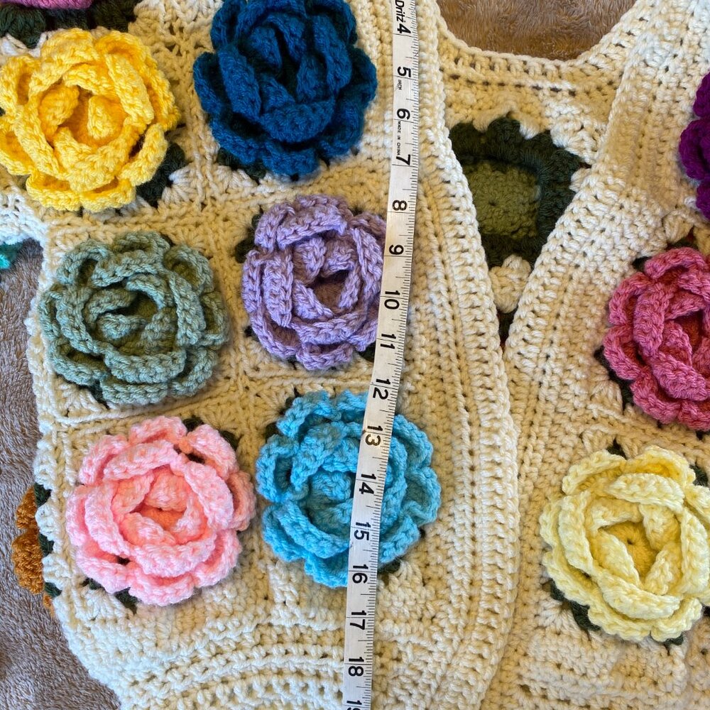 Handmade Crochet Flower Cardigan - Picture 8 of 11